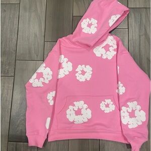 PINK DENIM TEAR HOODIE